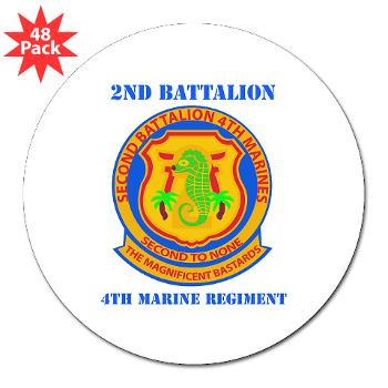 2B4M - M01 - 01 - 2nd Battalion 4th Marines with Text - 3" Lapel Sticker (48 pk) - Click Image to Close